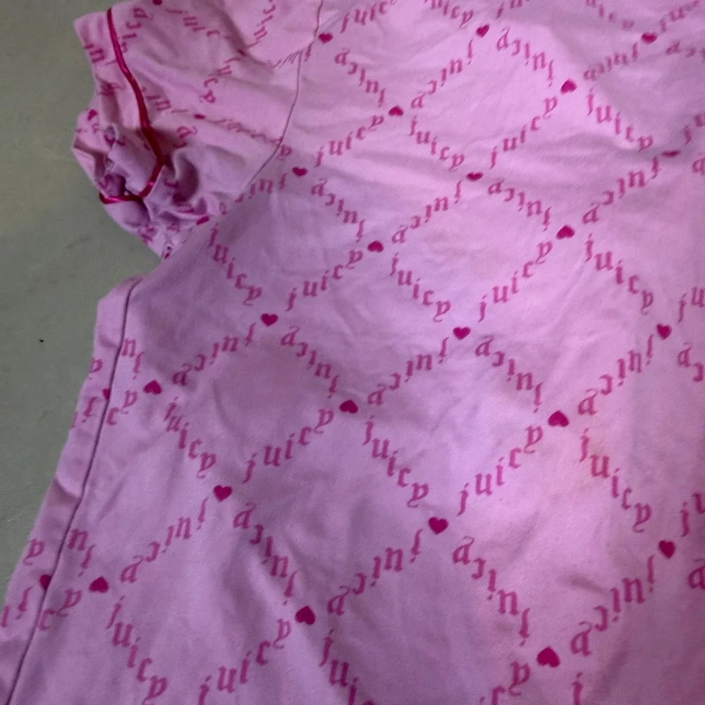 Juicy Couture Pink Logo Heart Pajama Set Short Sleeve Shirt & Shorts Size 10/12